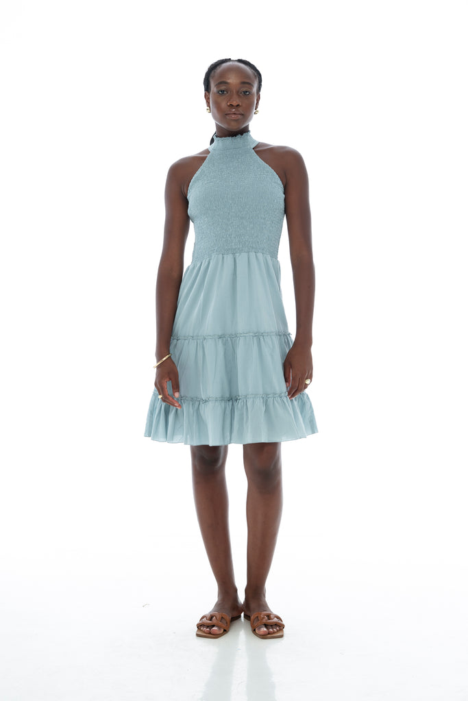 Phie Collective Brushed Cotton Mini Halter Dress Beige Large
