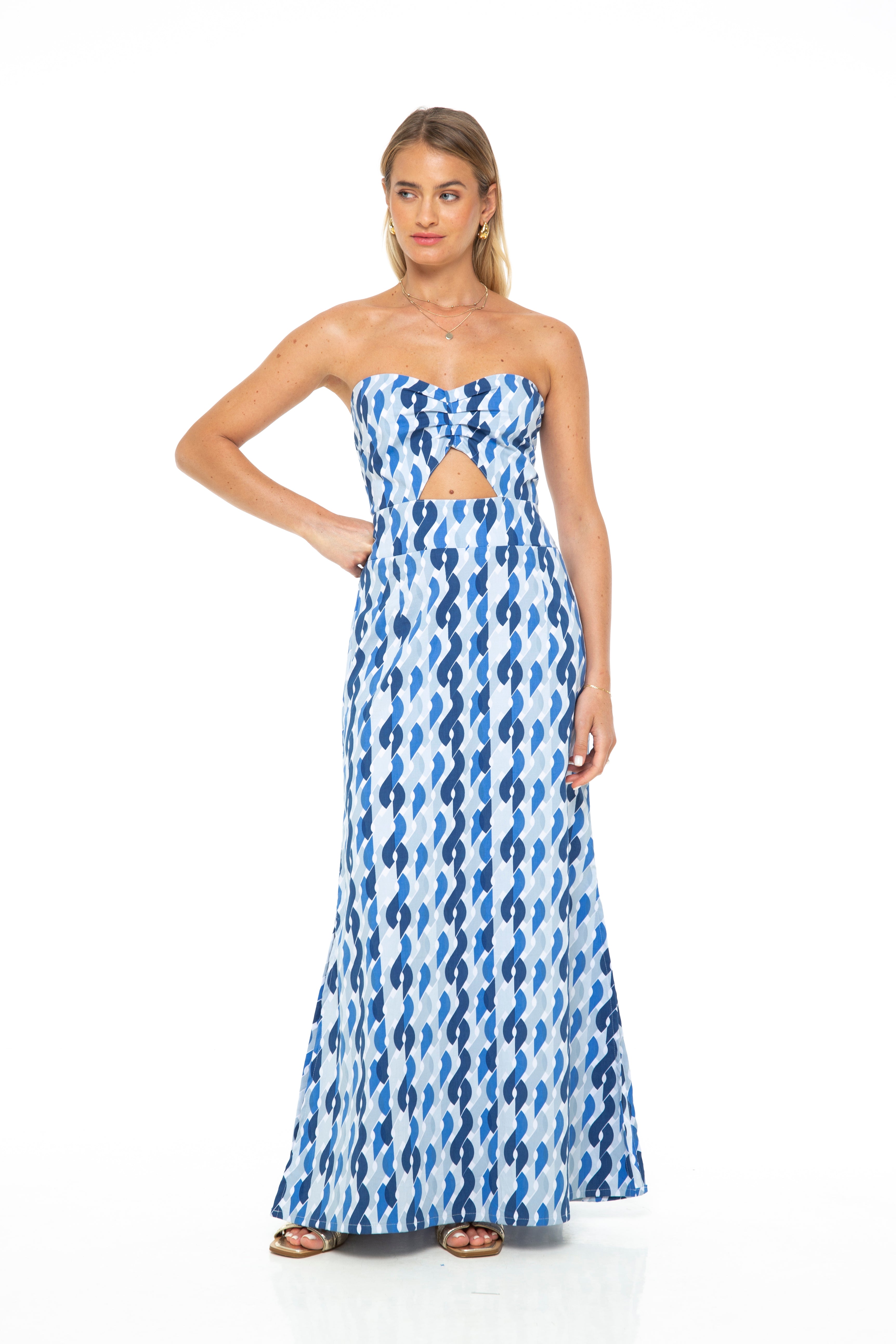 strapless loose maxi dress OLAS STRAPLESS MAXI DRESS M