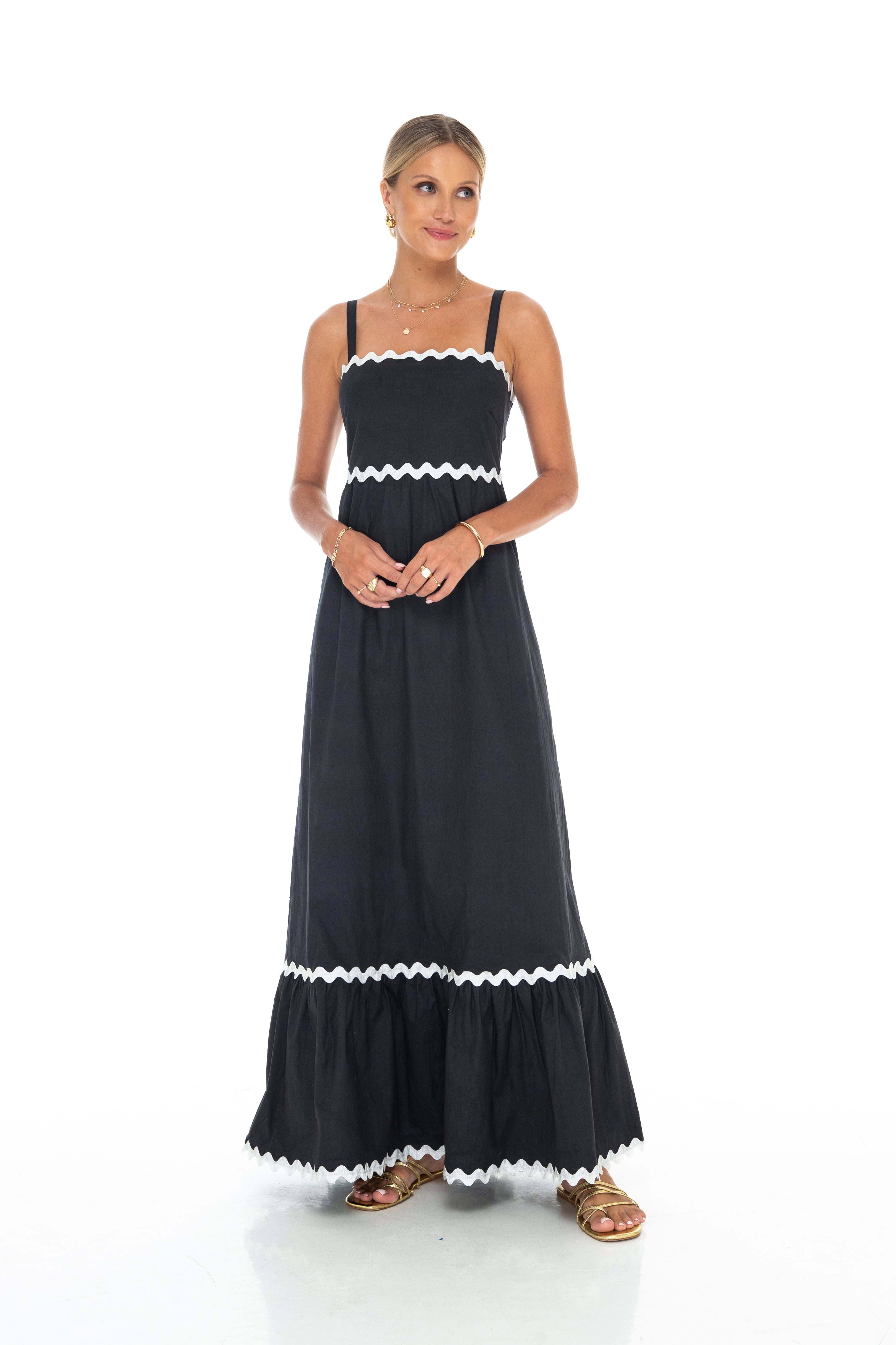 Poplin Stretch Swirl Maxi Dress | Phie Collective
