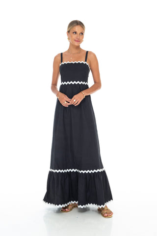 Poplin Stretch Swirl Maxi Dress Indigo / X-Small